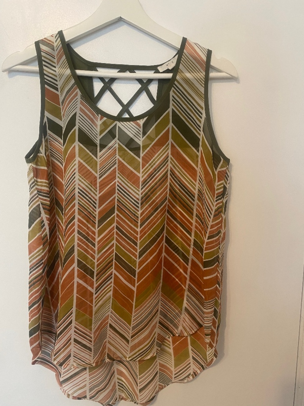 Geometric pattern Mine sheer sleeveless blouse size M